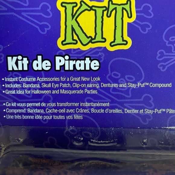 ADULT PIRATE Accessories Kit Costumes: eye patch, bandana, beard, teeth - Picture 9 of 9